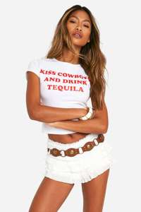 Womens Graphic Crop Top Printed Slogan Short Sleeve Slim Fit Casual Fashion Streetwear - Product Image 6