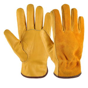 Customized Insulated Leather Work <b>Gloves</b> For Men Regular Work Reinforced Fingertips Double Thread Swing Work <b>Gloves</b> - Product Image 1