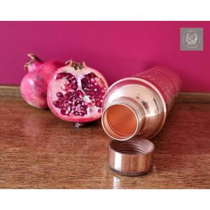 Floral Engraved Copper <b>Water</b> <b>Bottle</b> Mirror Finish Decorative Design Leakproof Handcrafted Reusable <b>Large</b> Capacity Portable - Product Image 2