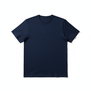 Camiseta de Hombre Seinlnuigont Azul Marino con Letra en Relieve, Manga Corta, Cuello Redondo, Corte Regular, Algodón Jersey, Estilo Minimalista - Product Image 1