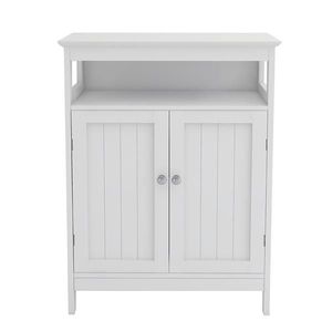 White Standing Bathroom Storage Cabinet with Double Shutter Doors - Product Image 3