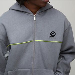 Survêtements pour hommes les plus vendus, 100 % coton, coupe-vent, respirants, avec logo personnalisé, fermeture éclair, couleur unie, grandes tailles - Product Image 3
