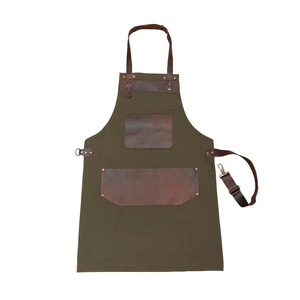 Delantal de Cocina Profesional de Lona con Correa de Cuero Resistente, Uniforme de Camarero de Bistro, Delantal Comercial para Cocina, Panadería y Camiones de Comida - Product Image 2