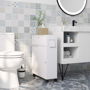 White Bathroom Storage Cabinet Assorted Features Premium Bathroom Furniture - Product Image 1