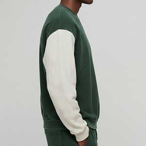 Sweat-shirts d'hiver pour hommes à col rond personnalisés, effet délavé à l'acide, avec appliqué, 100% Coton, grammage lourd 350 g/m², coupe oversize, logo brodé, teint uni - Product Image 5