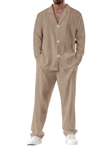 Ensemble de costume noir uni pour homme, élégant et décontracté, en polyester tissé, deux pièces, pour l'automne, ensemble deux pièces tendance pour homme, de qualité supérieure, assorti - Product Image 3