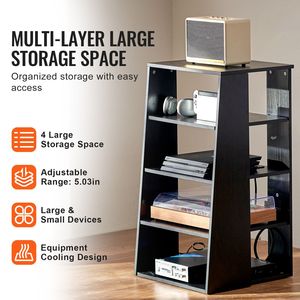 Mobiletto Porta TV a 5 Ripiani in Legno, Design Accattivante, Altezza Regolabile per Lettori Audio Video DVD, Decoder, Console di Gioco e Archiviazione - Product Image 6