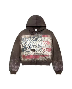 Hot Sales <b>Top</b> Trending Custom Design <b>Distressed</b> High Quality Cotton 320gsm Rhinestone Eco-Friendly Quick Dry Winter Men's - Product Image 3