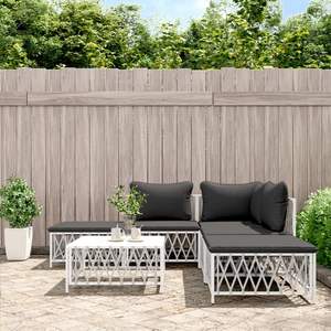 Ensemble de salon de jardin en tissu tissé blanc avec structure en acier thermolaqué et matériau Textilene durable - Product Image 1