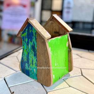 Fournitures de jardin artisanales, décoration intérieure, pots de fleurs / plantes avec design maison, bois de bateau recyclé, couleur originale, vente en gros - Product Image 5