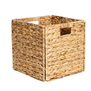 Panier de rangement en jacinthe d'eau tressé à la main, bac pliable en forme de cube, organisation de la maison style bohème - Product Image 3