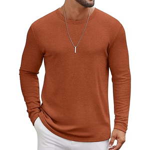 High Quality Men Cotton Long Sleeve <b>T</b> Shirt Plain Basic Crew Neck Tee Custom Logo OEM ODM Wholesale - Product Image 1