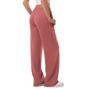 Pantalon évasé vierge en coton 240 g/m² à taille élastique, coupe skinny unisexe, longueur genou, idéal pour l'hiver - Product Image 2