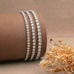 Pulseras Unisex de Oro Blanco de 14K con Diamante Cultivado en Laboratorio, Corte Brillante Redondo, Color E, Certificado IGI, Regalo de Boda Clásico de Aniva - Product Image 3
