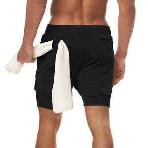Pantalones Cortos Deportivos de Doble Capa para Hombre, Pantalones Cortos Deportivos 2 en 1 para Gimnasio, Entrenamiento, Secado Rápido, para Correr, de Doble Capa, para Verano - Product Image 3
