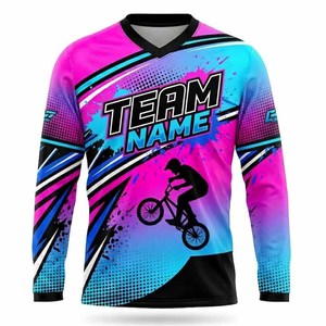 เสื้อเจอร์ซีย์ BMX ผ้าตาข่ายระบายอากาศ แขนยาว แห้งเร็ว ออกแบบเองได้ ปรับแต่งได้ โพลีเอสเตอร์ % - Product Image 1