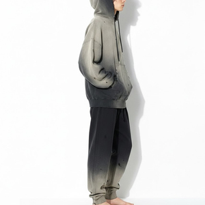 Ensemble de survêtement personnalisé effet délavé pour homme, style vintage, sweat à capuche et pantalon de jogging, deux pièces - Product Image 4