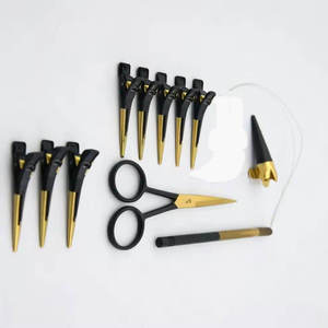 Kit d'outils pour extensions de cheveux, pinces métalliques, clips, outil d'installation et de retrait, finition noir et or, kit d'outils de qualité supérieure pour extensions de cheveux - Product Image 2