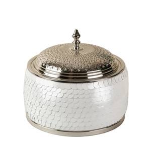 Mini chauffe-plat élégant blanc et doré Plat de service fait à la main pour les fêtes de mariage Fournitures en gros Hotelware - Product Image 1