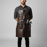 Tablier de barbier sans manches en cuir gaufré croco |   Sac de styliste de salon de mode européen multi-poches, personnalisable et réutilisable