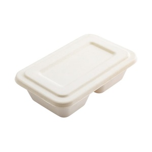 Boîte alimentaire jetable biodégradable en bagasse 750 ml, non blanchie, anti-fuite, avec couvercle, compostable - Product Image 1