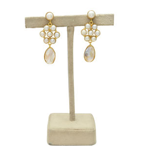 Pendientes de Perlas Naturales de Agua Dulce Blancas Ostra, con Alambre, Latón Chapado en Oro de 24K, Sin Níquel, Hechos a Mano, Estilo Vintage Cristiano, Irregulares - Product Image 3