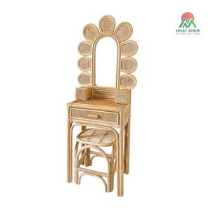 Nhat Minh Rattan <b>Dressing</b> <b>Table</b> With <b>Mirror</b> Tropical Style Bedroom <b>Vanity</b> Set Storage Drawer - Product Image 1