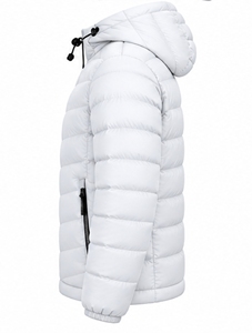 Veste d'hiver pour homme, blanche, à capuche, rembourrée, épaisse, coupe-vent, zippée, décontractée - Product Image 3