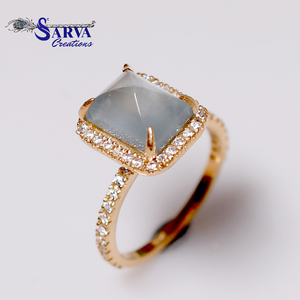 Aquamarine Gemstone 925 Sterling Silver Gold Plated Prong Set Elegant Blue <b>Crystal</b> Engagement Wedding CZ <b>Ring</b> Women's Gift - Product Image 5