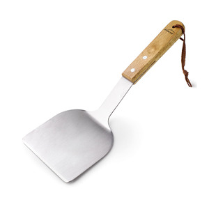 Spatola in acciaio inossidabile con manico in legno resistente al calore per grigliare e cucinare - Product Image 1
