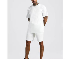 Conjunto de Camiseta y Pantalones Cortos de Verano 2026, Cuello Redondo, 100% Algodón, Estilo Casual, Holgado y Transpirable para Hombre - Product Image 2