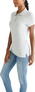 Polo de Manga Corta para Mujer, Color Gris Claro Sólido, 100% Algodón Piqué, Corte Regular Informal - Product Image 4