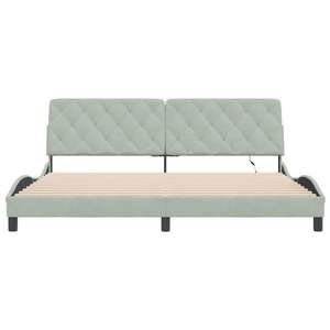 Cadre de lit rembourré en velours gris clair 76 x 79,9 pouces avec lumières LED, matelas non inclus - Product Image 6