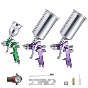 Kit de pistolet à peinture pneumatique professionnel pour automobile, 3 pièces, avec 3 buses (1/1,4/1,8 mm) et 3 gobelets, régulateur d'air par gravité - Product Image 1