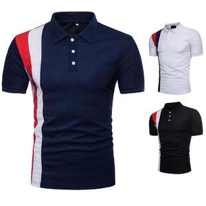 Polo en coton gris à manches courtes pour homme, couleur unie, jersey tricoté décontracté, design anti-plis - Product Image 3