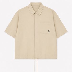 Men Nylon Drawcord <b>Shirt</b> Short Sleeve Lightweight Utility Casual Summer Top Relaxed Fit OEM Wholesale Supply - Product Image 1