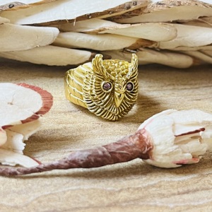 Bague Hibou au Design Unique, Bague Hibou en Améthyste, Bague Gothique en Laiton pour Hommes, Bague Punk Biker Massif Plaqué Or 18 carats, Vente en Gros/OEM - Product Image 3