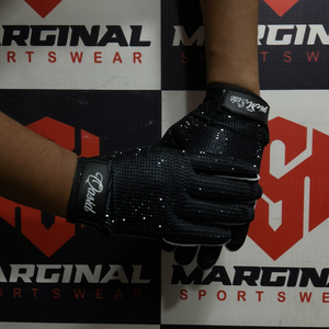 Guantes de fútbol americano personalizados con diamantes de imitación, de tela elástica, color negro, guantes de fútbol americano con diamantes de imitación. - Product Image 1