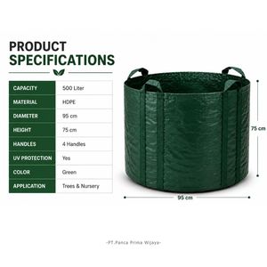 High Quality 500L HDPE <b>Planter</b> Grow Bag with 4 Heavy Duty Handles UV Resistant <b>Tree</b> Nursery Planting Container - Product Image 4