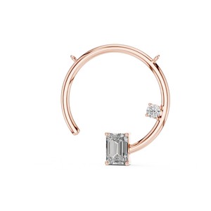 Collier pendentif cercle ouvert avec diamant de laboratoire taille émeraude 1-3 carats, en or 18K/14K/10K ou argent 925, certifié IGI, sertissage moderne à griffes - Product Image 5