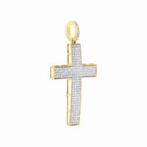 Colgante de Cruz Religiosa HipHop Cristiana para Hombre, de Oro Amarillo Sólido de 10K con Diamantes Tallados en Canal, 1.80 pulgadas, 1 CT, Joyería Personalizada - Product Image 2
