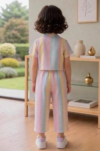 Mono para Niñas |   Conjunto de una pieza de manga corta con bolero sin tirantes integrado y lazo en la cintura, largo completo, material de poliéster/rayón - Product Image 3