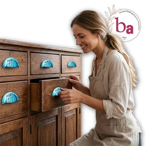 Modern Ocean Turquoise Zinc Alloy Oval Shape Durable Furniture Pull Cabinet Handle for Kitchen Bedroom Bathroom Eco-Friendly - Product Image 2