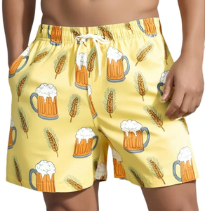 Shorts de bain pour hommes en tissu tricoté imprimé de haute qualité, taille élastique, longueur genou, imperméables et respirants pour l'été, la plage et le fitness - Product Image 5