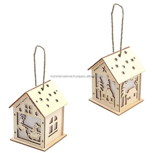 Tamaño Festival LED Luz Casa de madera Árbol de Navidad Adornos colgantes Bonita decoración de árbol de Navidad - Product Image 4