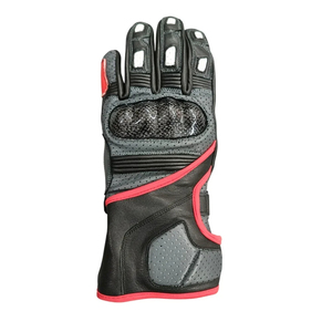 Guantes de Motocicleta para Hombre, de Cuero, Completos, con Cierre de Velcro, en Negro y Rojo - Product Image 2