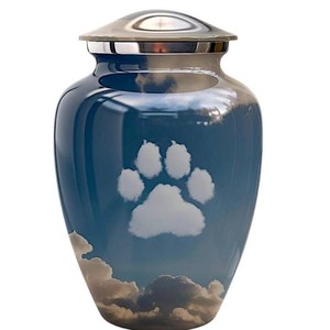 Pet Cremation <b>Urn</b> for Ashes Handcrafted Metal Memorial <b>Urn</b> with Paw Print Design <b>Urn</b> with Paw Prints for Dog or <b>Cat</b> Ashes - Product Image 1