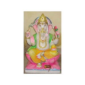 Grossiste et fabricant de magnifiques statues de Ganesh Ji en marbre blanc faites à la main en position assise avec une main de bénédiction pour l'acheteur - Product Image 2