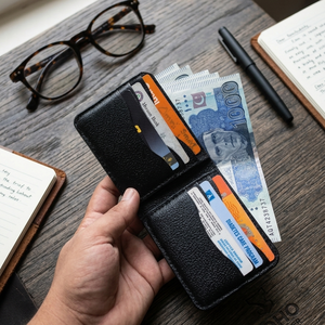 Portefeuille Bifold <span class=keywords><strong>Homme</strong></span> en Cuir Pur Fait Main de <span class=keywords><strong>Luxe</strong></span>, <span class=keywords><strong>Porte</strong></span>-Cartes Fin, Vente en Gros, Portefeuille Personnalisé avec Logo - Product Image 5