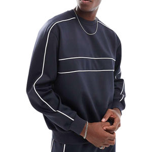 Pull-over polaire à manches longues pour homme, performance athlétique, couleur unie, séchage rapide, imperméable, hiver, tissu brodé, impression en relief, 100% - Product Image 4